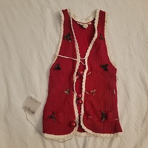 Vintage Ugly Christmas Sweater Vest Lynn Stuart Mr Pants Lights Up Ornaments Red